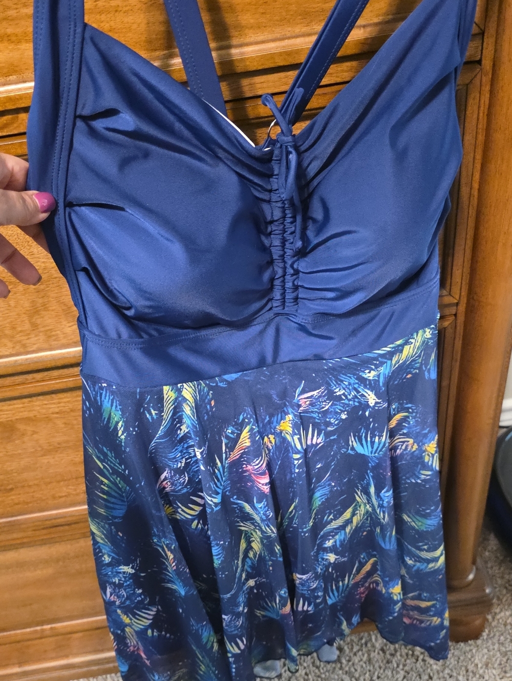 BloomChic Navy Tropical Leaf handkerchief  Swimdress